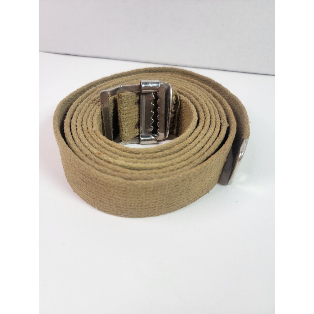 Vintage 1940s–1960s Khaki Military Style Canvas Web Belt Serrated Buckle 94"